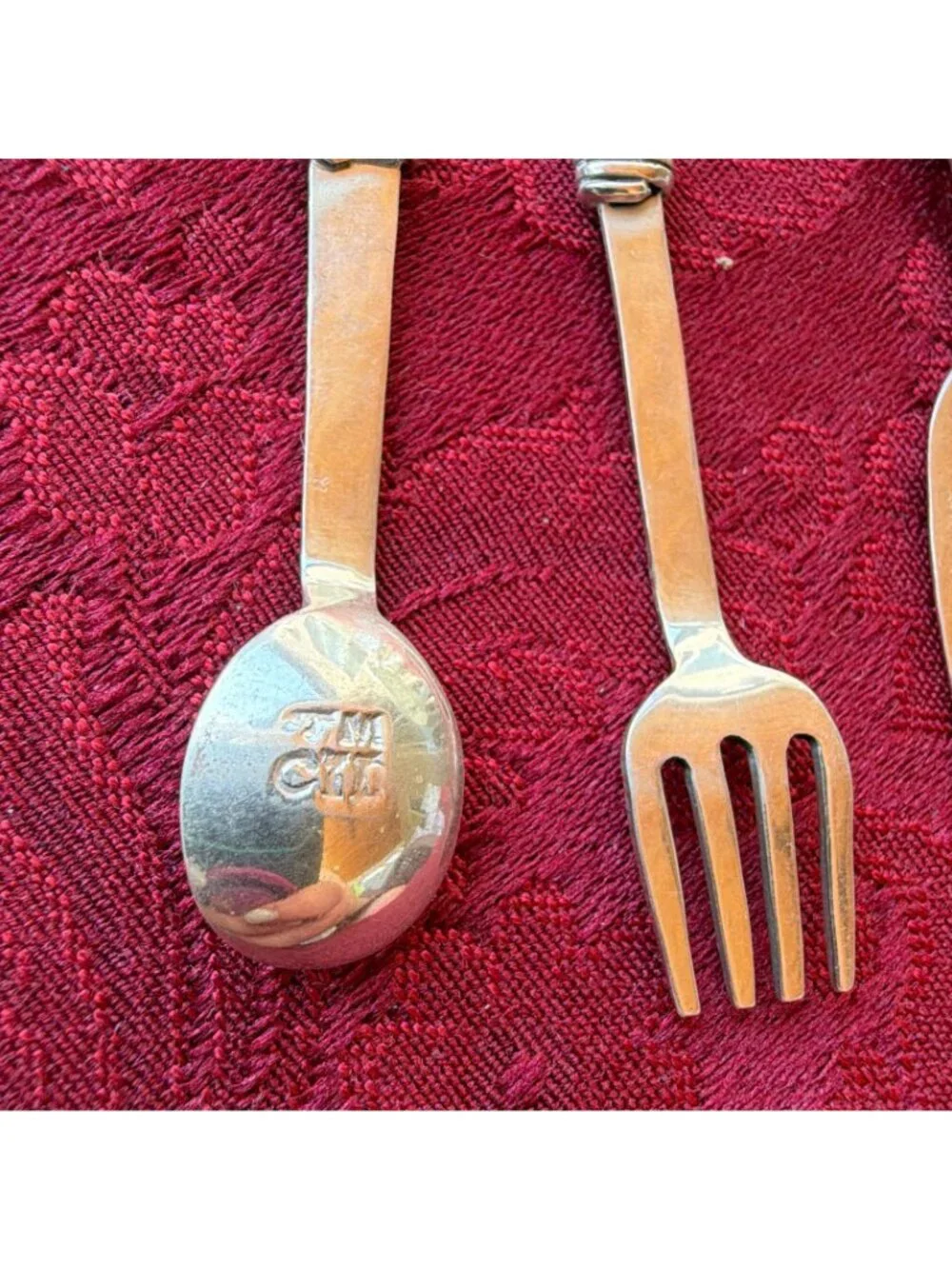 Vintage Taxco Mexico 925 Sterling Silver Cutlery Fork Spoon Knife Trio Earrings